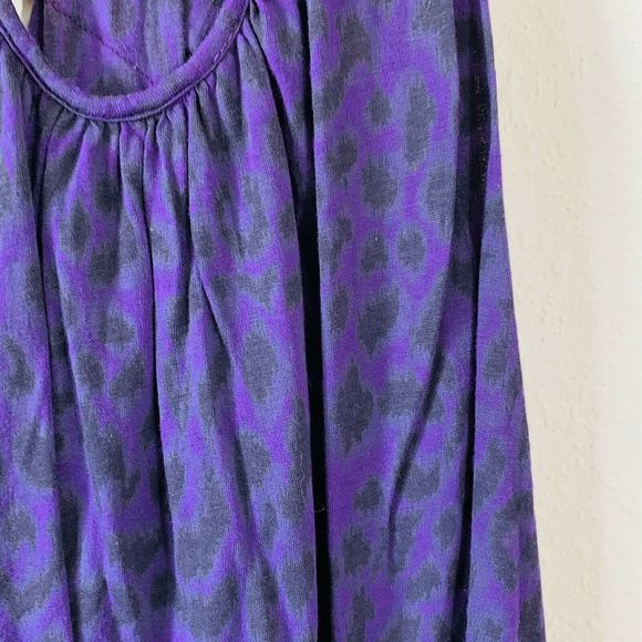 Ella Moss Purple Leopard Animal T Strap Blouse - Picture 3 of 5